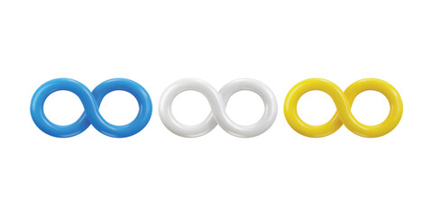Infinity symbol set 3d rendering vector illustration