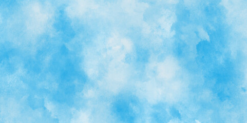 Abstract cloudy blue background with bokeh,Hand painted abstract soft sky blue watercolor sky and clouds,colorful clearing day Good weather and beautiful nature in the morning.