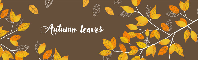 秋の紅葉と落ち葉のフレーム_4