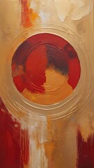 Abstract Oil Painting illustration of a red and gold color in circle