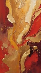 Abstract Oil Painting illustration of a red and gold colored
