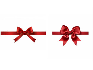 Collection of red bow isolated on transparent background. Generated AI.