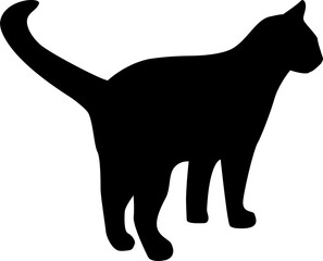 cat silhouette, vector, walking cat, stealthy side view, pet, animal cat.