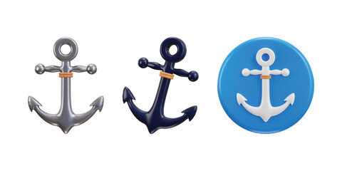 Anchor icon 3d rendering vector illustration set © sajjat