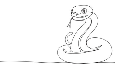 Snake one line continuous. Snake line art. Hand drawn vector art.