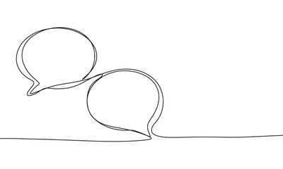 Two speech bubble one line continuous. Two speech bubble line art. Hand drawn vector art.