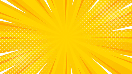 Bright orange-yellow gradient abstract background. Orange comic sunburst effect background with halftone. Suitable for templates, sales banners, events, ads, web, and pages
