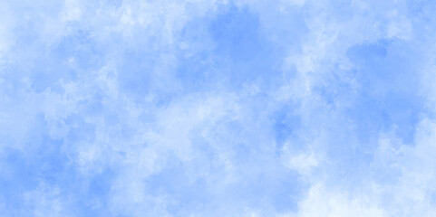 Abstract background with panorama of blue sky and white cloud nature design. horizon spring morning sky with clouds background. hand painted watercolor shades sky clouds.