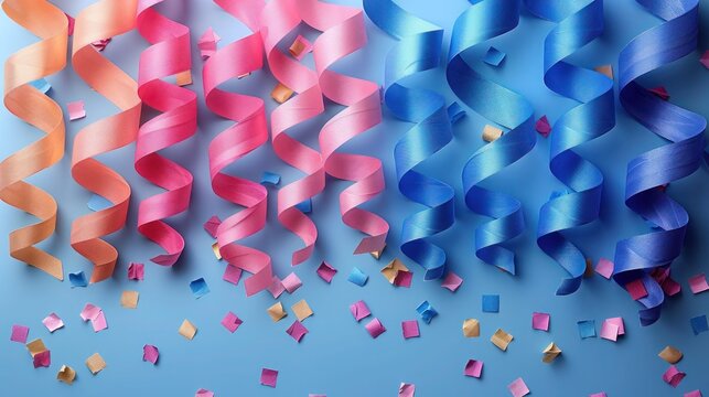 Colorful Party Decorations with Festive Streamers, Serpentine Ribbons, and Confetti Explosion - Perfect for Celebrating!