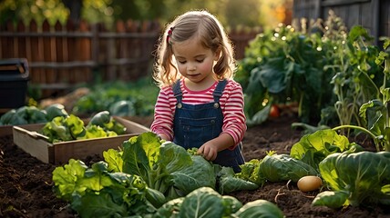 girl with a basket of vegetables
