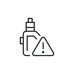 Vape device warning icon. Simple vape device with warning sign icon for social media, app, and web design. Vector illustration.