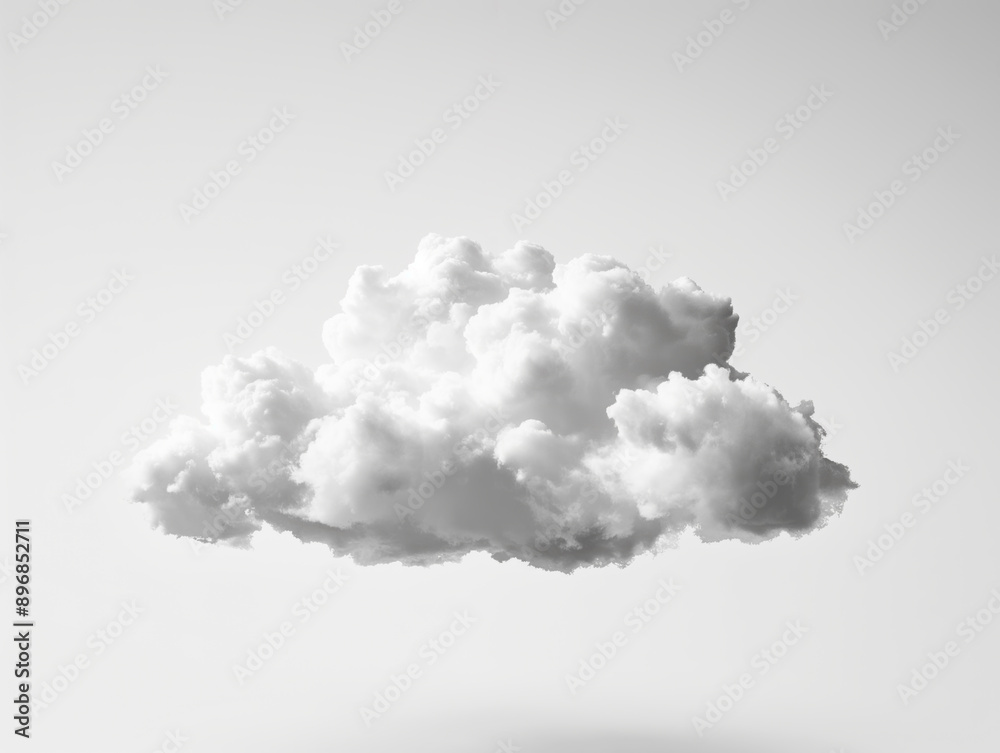 Poster fluffy white cloud isolated on a light grey background, symbolizing imagination and creativity. gene