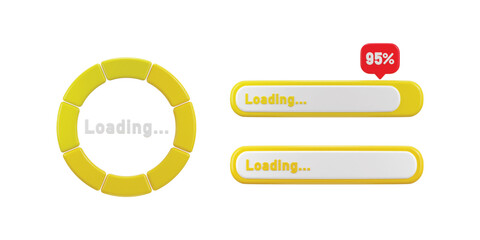 Obraz premium Loading icon set 3d rendering vector illustration