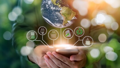 Images of eco-friendly products or services in action, such as sustainable ,business,background