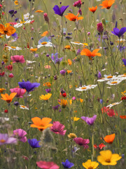 Obraz premium Wildflower meadow background with a colorful palette