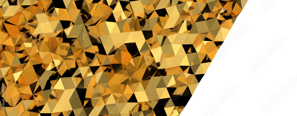 Poster abstract 3d render illustration,surface gold crystal geometric triangle and polygonal shapes templat