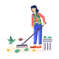 Fototapeta premium An outdoor cleaning illustration designed in flat style
