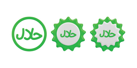 Halal badge icon concept of Halal food product dietary label icon 3d rendering vector illustration