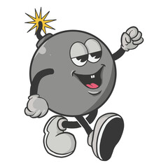 Vintage Bomb Cartoon Character 90's Premium Vector