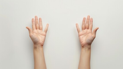 Open palm gesture signifying peace and openness with a clean white background