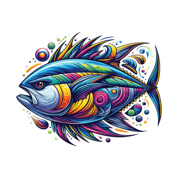 recommend clip art: Animal tuna fish cartoon vector art. Sea marine decor creative artwork.