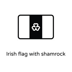 Irish flag with shamrock vector icon