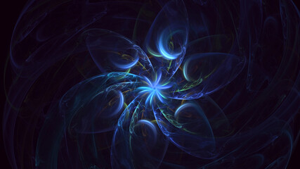 3D manual Fractal illustration. Abstract rendering multicolor technology light background. The illustration is not generated by AI.