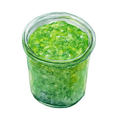 バジルペースト（バジルソース）　水彩イラスト