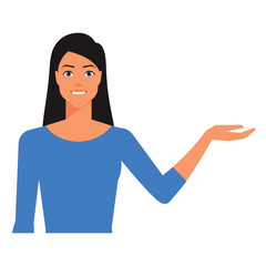 Smiling Cartoon Lady Art Vector Illustration