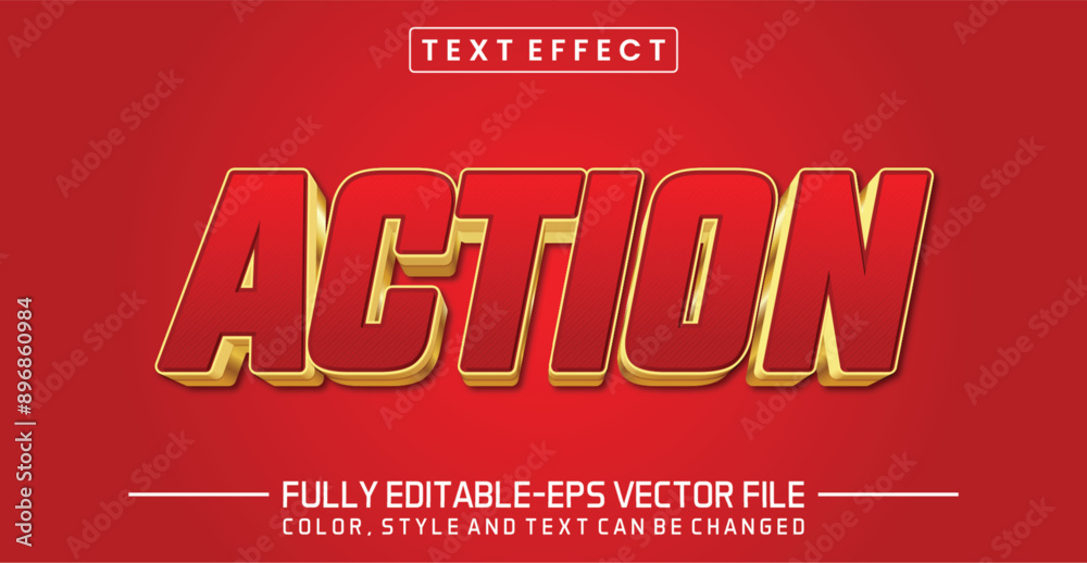 Poster action red font text effect editable