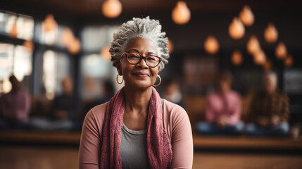 Yoga, exercise and senior woman in lotus for meditation, mindfulness and zen workout for health and wellness in retirement.