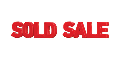 Sold out and sale text effect icon 3d rendering illustration