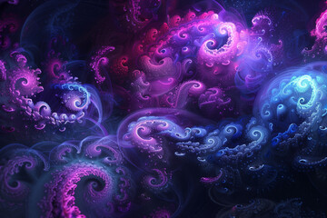 Obraz premium Abstract neon fractal wallpaper with space - 