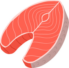 Hand Draw Vector of Salmon Fish Steak Illustration