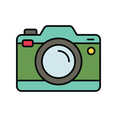 camera color line icon with white background vector stock illustration