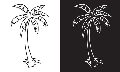 Palm tree silhouette vector illustration. isolated on white and black background. EPS 10