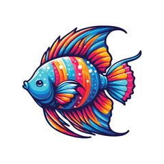 Animal angelfish ocean cartoon vector illustration.