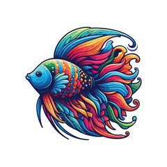 Animal angelfish ocean cartoon vector illustration.