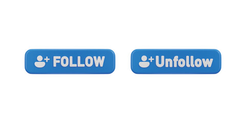 3d social media follow unfollow button icon vector illustration