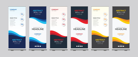 Professional corporate Abstract colorful roll up banner design template