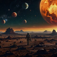 Hopeful movie poster depicting humanity abandoning the uninhabitable Earth to settle on a new planet