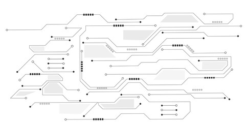 Cyberpunk black circuit diagram on white background. Technology on white background