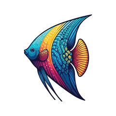 Illustration of a angelfish cartoon vector art. underwater sea animal.