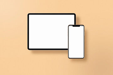 Device Mockup On Orange Textured Background