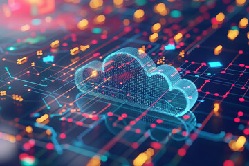 Cloud computing transfer big data on internet. futuristic digital technology .