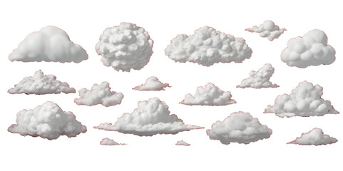 Realistic natural white fluffy clouds set isolated on transparent background. Vector realistic cutout clean cloud of smoke or fog. Fog or cloud on an isolated transparent background. Haze fog clouds o