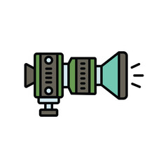 DSLR camera color line icon with white background vector stock illustration