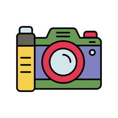 mirrorless camera color line icon with white background vector stock illustration