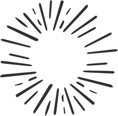 Obraz premium firework doodle line explosion radial sparkler with rays, hand drawn firecracker simple and round decoration 