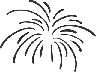  firework doodle line explosion radial sparkler with rays, hand drawn firecracker simple and round decoration 